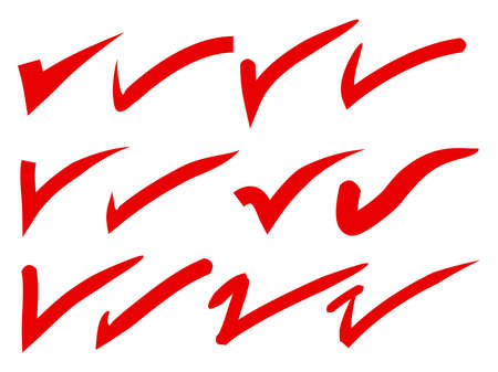 doodle set of check marks and wrong marks. false and true vector illustrationのイラスト素材