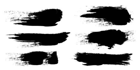 set of vector brush stroke background. grunge backdrop, dirty banner. isolated on white backgroundのイラスト素材