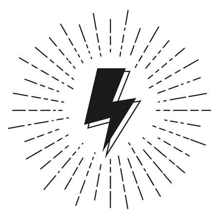 Thunder bolt and Lighting bolt Flash with sunburst . isolated on white background. vector illustrationのイラスト素材