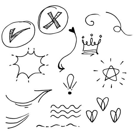 Vector hand drawn collection of design element. Doodle illustration. use for concept designのイラスト素材