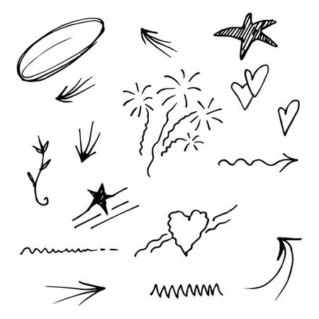 Vector hand drawn collection of design element. Doodle illustration. use for concept designのイラスト素材