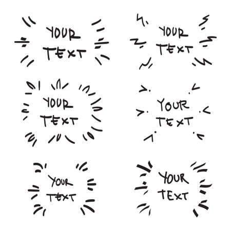 Vector hand drawn collection of design  elements for emphasis text in comic styleのイラスト素材
