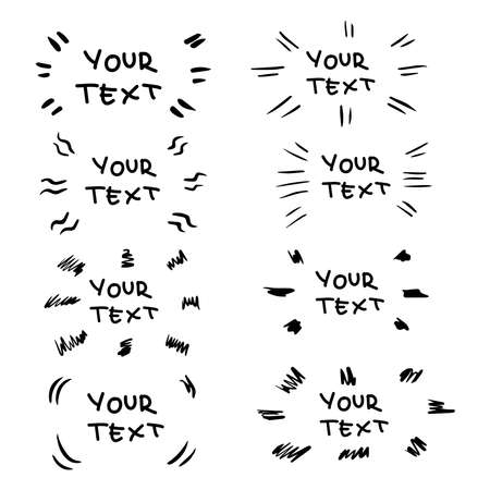 Doodle hand drawn collection of design  elements for emphasis text in comic styleのイラスト素材