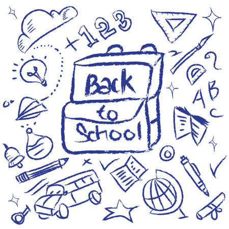 doodle back to school icon set, hand drawn concept education. vector illustration