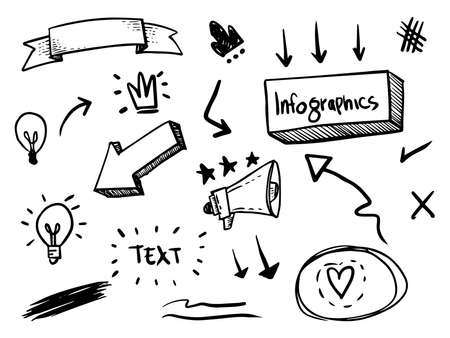 Infographic elements isolated on white background. doodle hand drawn of design element. vector illustrationのイラスト素材