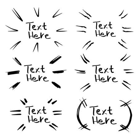 Doodle hand drawn collection of design  elements for emphasis text in comic styleのイラスト素材