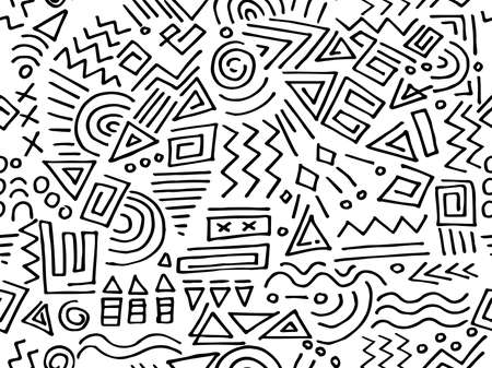 doodle Vector seamless for template background. memphis style. hand drawn of vector illustrationのイラスト素材