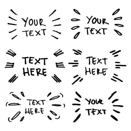 Vector hand drawn collection of design  elements for emphasis text in comic styleのイラスト素材