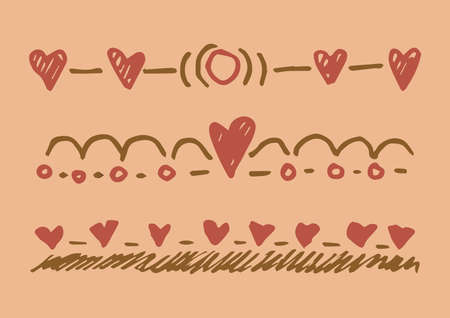 doodle vector of design elements. Vector vintage borders with heart. love. use for concept designのイラスト素材