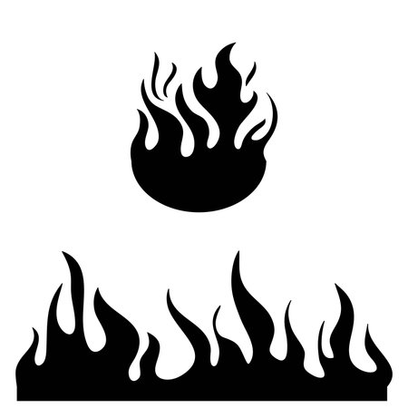 Hand drawn of Fire flame icon symbol. isolated on white background. vector icon illustrationのイラスト素材