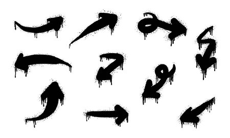 collection of Spray painted graffiti Arrow in black over white. isolated on white background. vector illustrationのイラスト素材