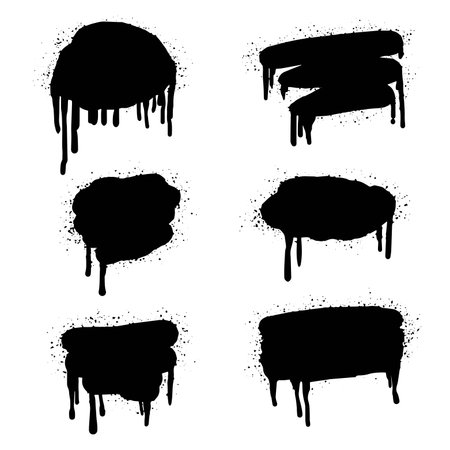 collection of Spray painted graffiti Lines and ink splatters, Ink blots. Spray Paint Vector Elements isolated on White Background. vector illustrationのイラスト素材