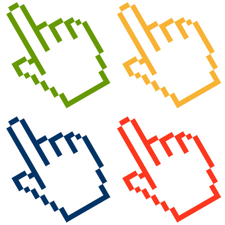 click   - hand with forefinger four colorsのイラスト素材