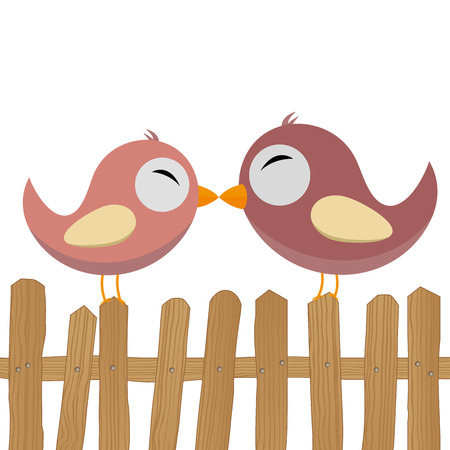 LOVE - two birds on the fenceのイラスト素材