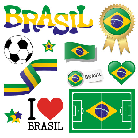 collection of Brasil icons and marketing accessoriesのイラスト素材