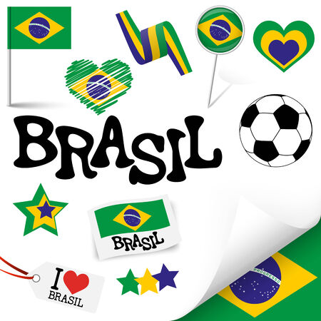 collection of Brasil icons and marketing accessoriesのイラスト素材