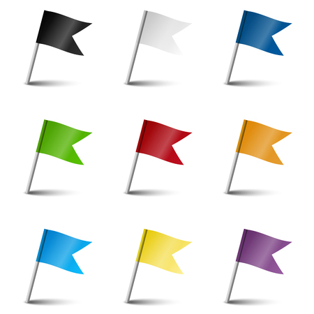 set of 9 colored flagsのイラスト素材