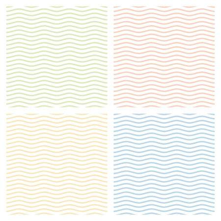collection of colored seamless wave backgroundsのイラスト素材