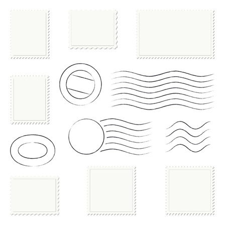 collection of postage postmarks and stampsのイラスト素材