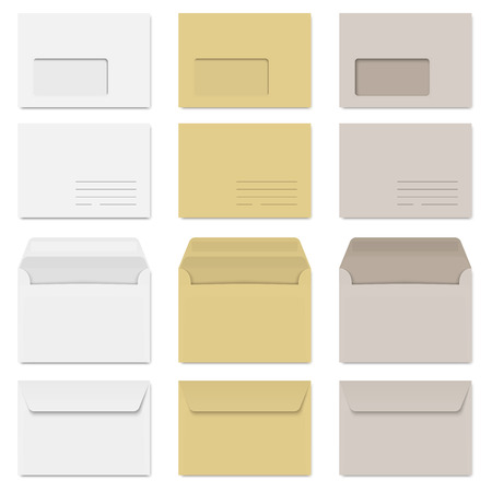 collection of envelopes, white, brown, grayのイラスト素材