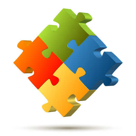 Teamwork puzzle four colorsのイラスト素材