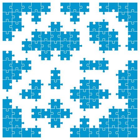 collection of blue puzzle parts, corners, groupsのイラスト素材