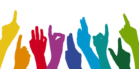 many hands rise up  のイラスト素材