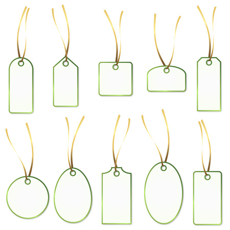 collection of green - white hangtagsのイラスト素材