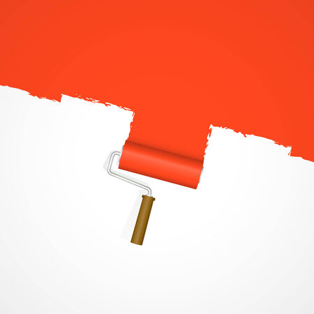 paint roller redのイラスト素材