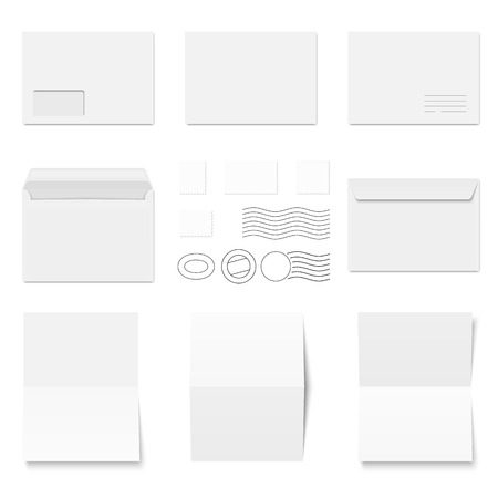 collection envelopes, stamps and postmarksのイラスト素材