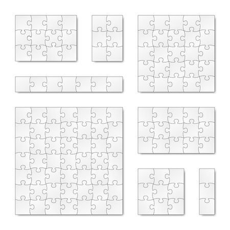 collection of white puzzle templatesのイラスト素材