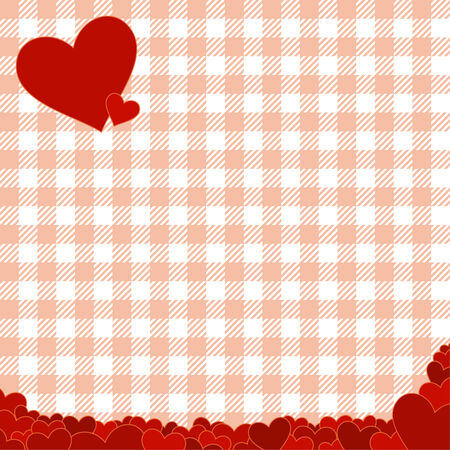 valentines background checkered with heartsのイラスト素材