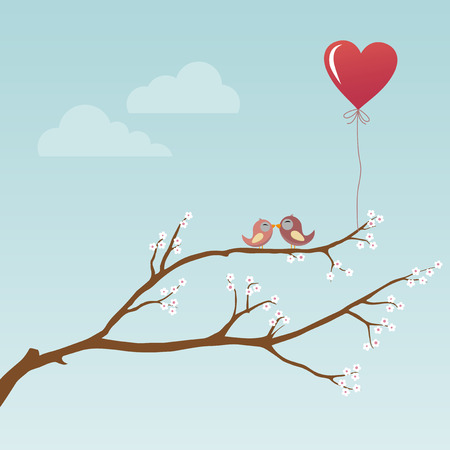 birds in loveのイラスト素材