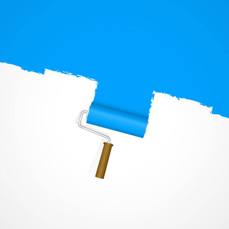paint roll blue on whiteのイラスト素材