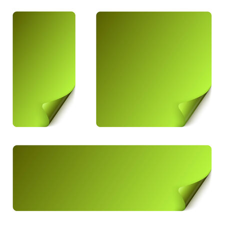 collection of sticky notes colored greenのイラスト素材