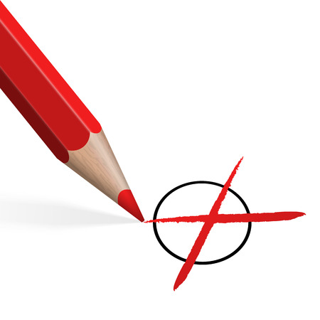 Red crayon with crossのイラスト素材