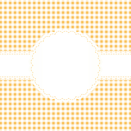 checkered background yellow with bannerのイラスト素材