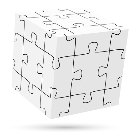 cube with jigsaw partsのイラスト素材