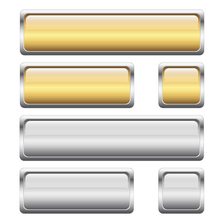 collection of buttons gold and silverのイラスト素材