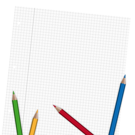 empty sheet of paper with colored crayonsのイラスト素材
