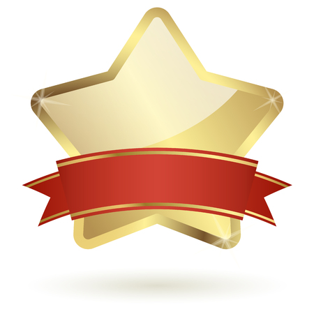 golden star with bannerのイラスト素材