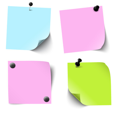 collection of sticky papers with pin needleのイラスト素材