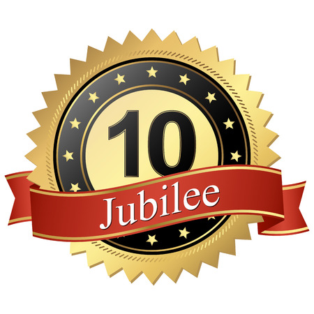 Jubilee button with banners 10 yearsのイラスト素材