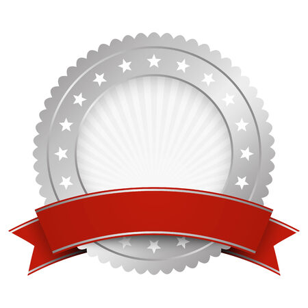 Button template silver with red banner vectorのイラスト素材