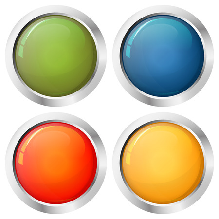 Button template four colors with silver frame vectorのイラスト素材