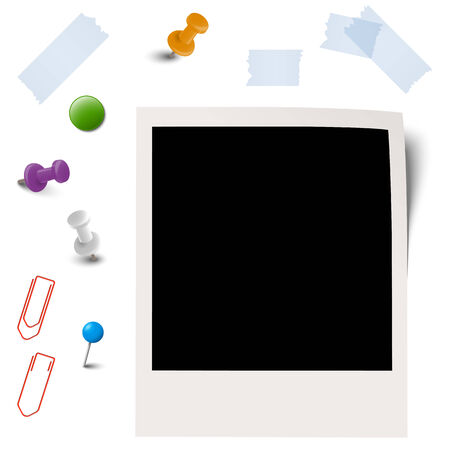 collection of old photo with office accessories vectorのイラスト素材