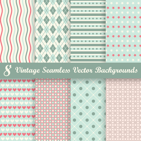 collection of eight seamless vintage backgrounds vectorのイラスト素材