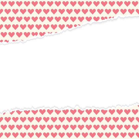 vector of ripped open paper with heartsのイラスト素材