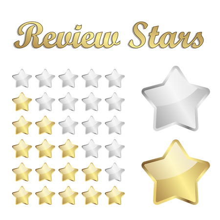 vector of golden review stars for ratingのイラスト素材