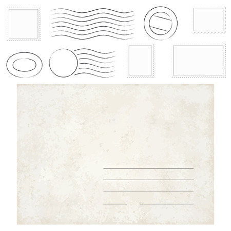 vector of old vintage envelope, stamps and postmarksのイラスト素材